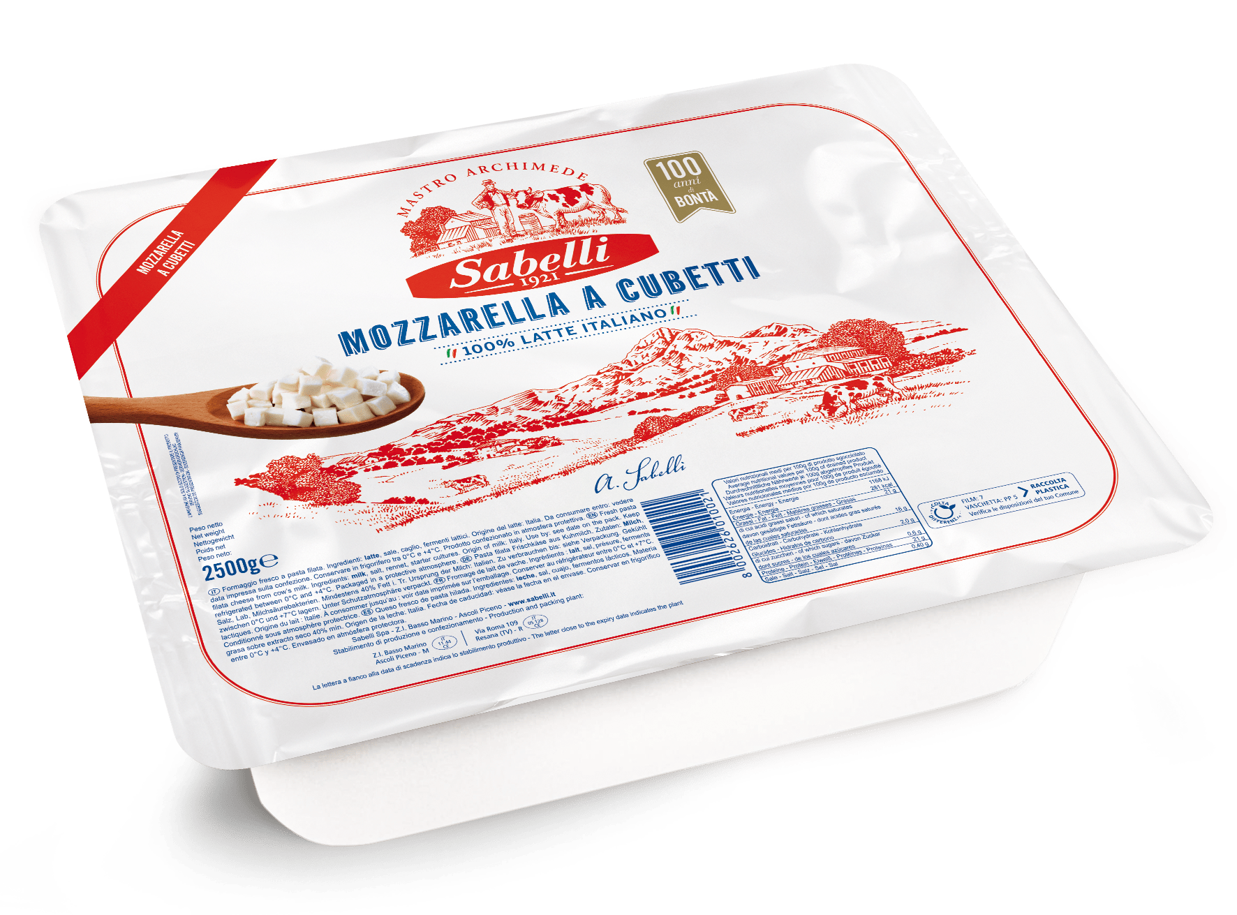 Mozzarella Cubettata "100% latte italiano" Gran Menu
