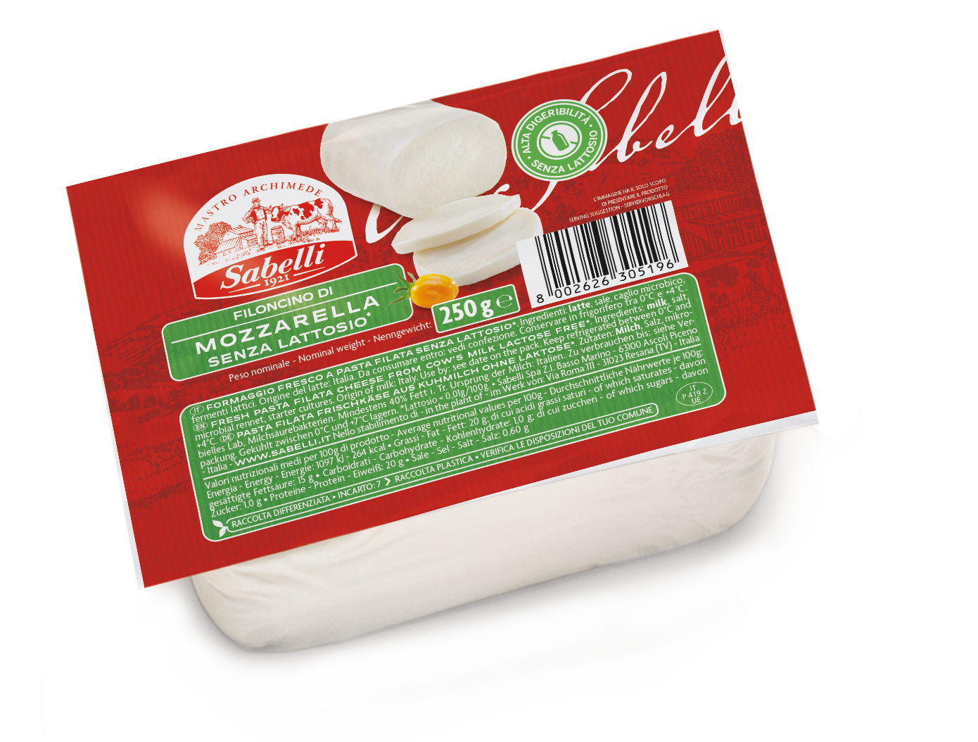 Mozzarella Filoncino senza lattosio